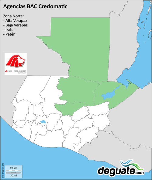 Agencias BAC Credomatic en Alta Verapaz, Baja Verapaz, Izabal y Pet&eacute;n