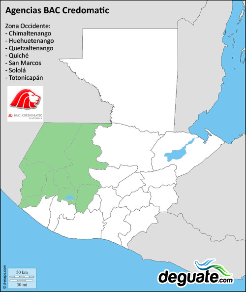 Agencias BAC Credomatic en Chimaltenango, Huehuetenango, Quetzaltenango, Quich&eacute;, San Marcos, Solol&aacute; y Totonicap&aacute;n
