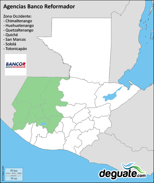 Agencias BANCOR en Chimaltenango, Huehuetenango, Quetzaltenango, Quiche, San Marcos, Solola y Totonicapan