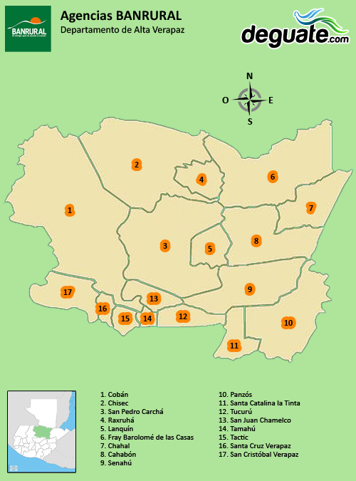 Agencias Banrural Alta Verapaz