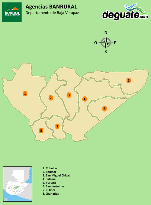 Agencias Banrural Baja Verapaz