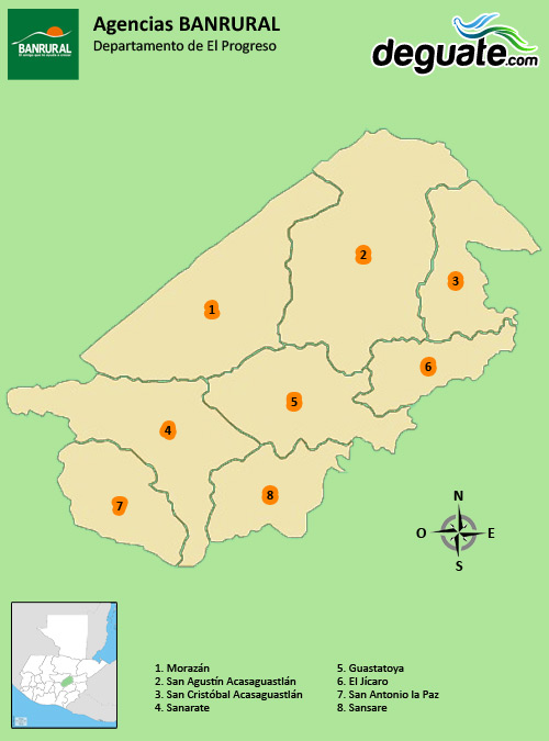 Agencias Banrural en El Progreso